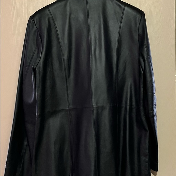 100% Leather Car Coat Jacket Fingertip length sleeve - Picture 3 of 6